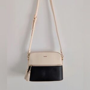 Elegant Cream and Black Crossbody Bag